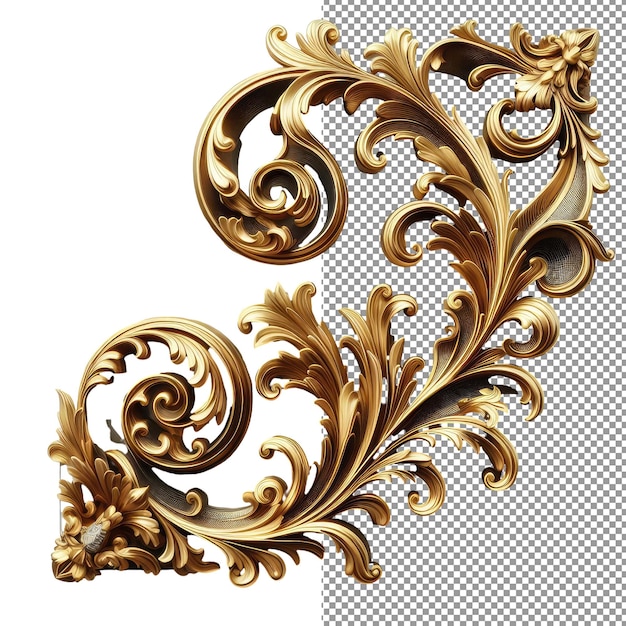 PSD golden elegance luxurious 3d ornate design op een doorzichtige achtergrond