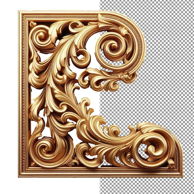 PSD golden elegance luxurious 3d ornate design op een doorzichtige achtergrond