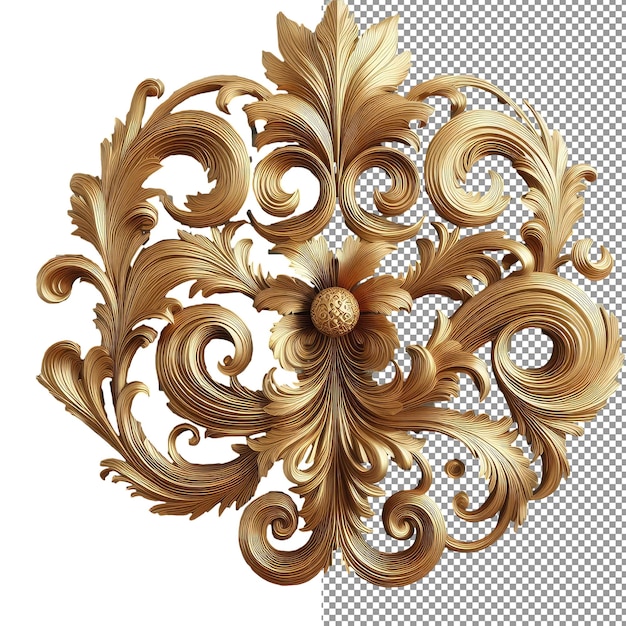 PSD golden elegance luxurious 3d ornate design on transparent background