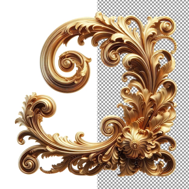 PSD golden elegance luxurious 3d ornate design su sfondo trasparente