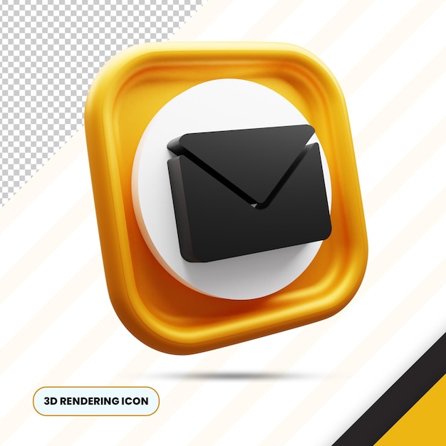 Golden email and envelope 3d rendering icon png