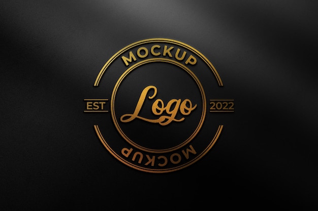 PSD mockup con logo in rilievo dorato