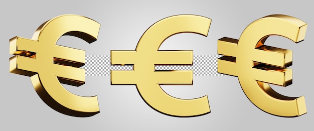 PSD peccato di euro dorato isolato su sfondo trasparente. rendering 3d