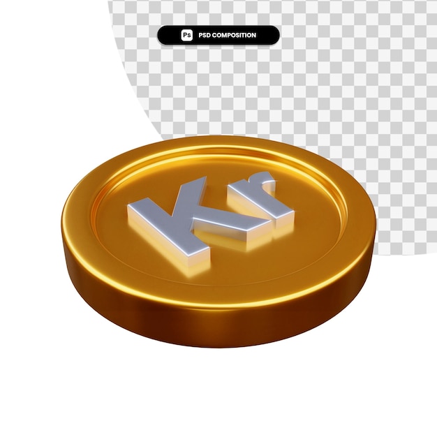 Golden exchange coin 3d rendering isolated