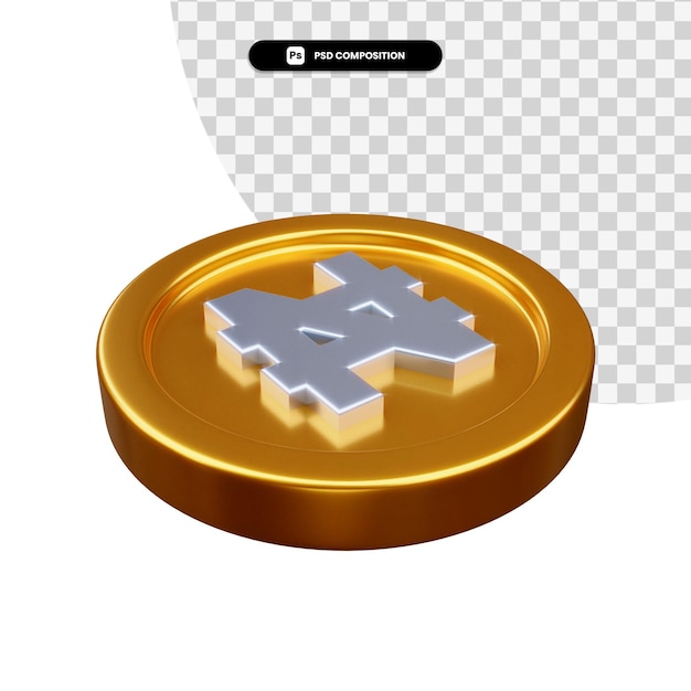 Golden exchange coin 3d rendering isolated