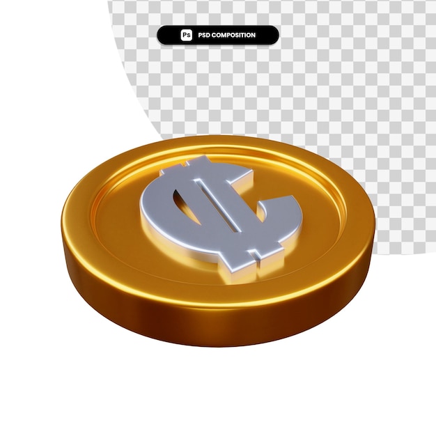 PSD golden exchange coin 3d rendering isolated