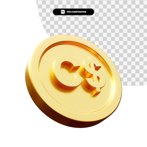 Golden exchange coin 3d rendering isolated