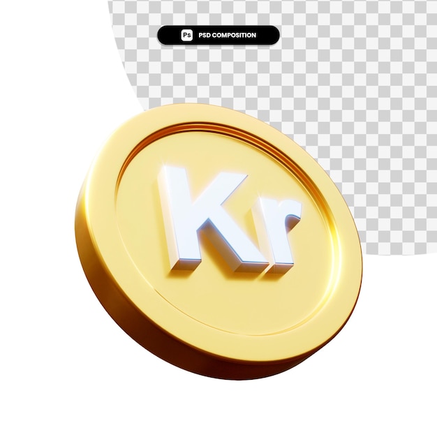 Golden exchange coin 3d rendering isolated