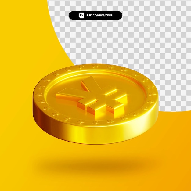 分離された黄金の交換コイン3dレンダリング