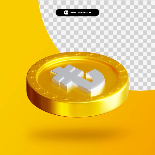 Golden exchange coin 3d rendering isolated