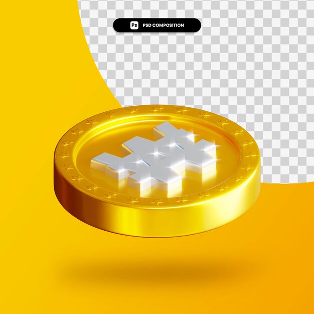 PSD golden exchange coin 3d rendering isolated