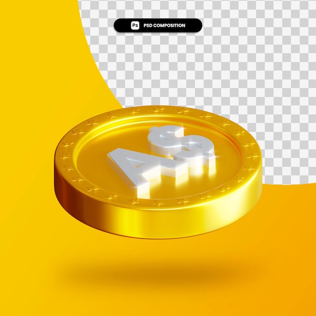 golden exchange coin 3d rendering isolated