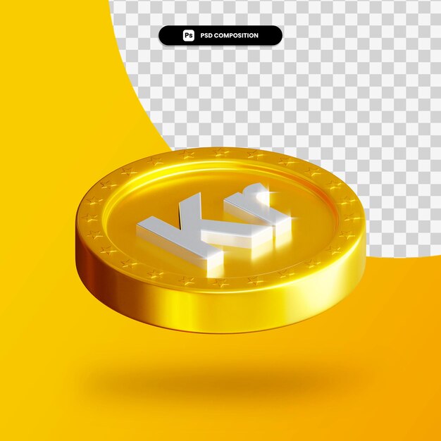 Golden exchange coin 3d rendering isolated