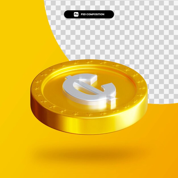 PSD moneta di scambio d'oro 3d rendering isolato