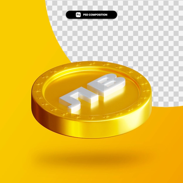 Golden exchange coin 3d rendering isolated