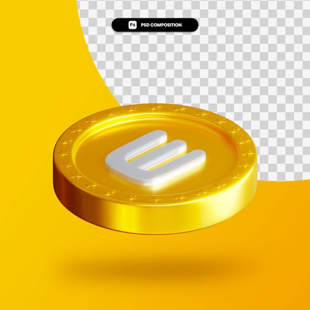 Golden exchange coin 3d rendering isolated