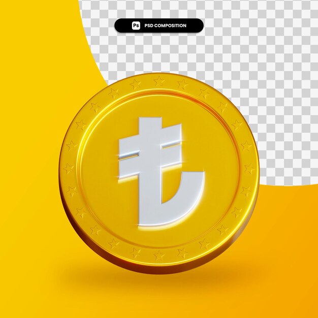 Golden exchange coin 3d rendering isolated