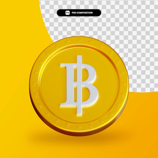 Golden exchange coin 3d rendering isolated