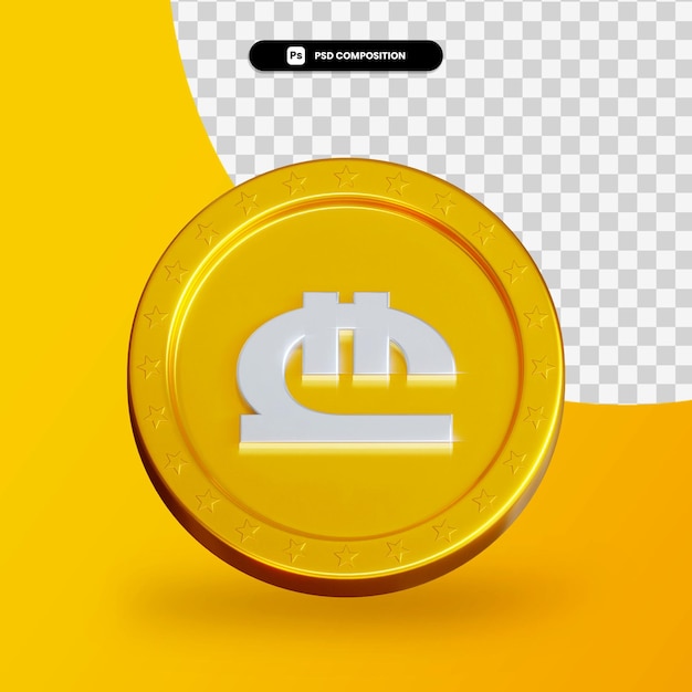 Golden exchange coin 3d rendering isolated