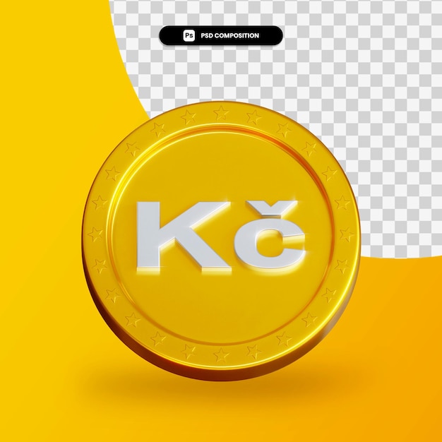 Golden exchange coin 3d rendering isolated