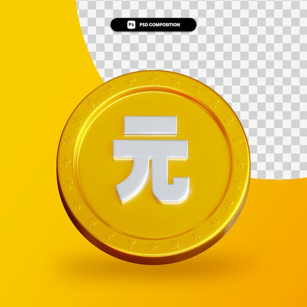 PSD golden exchange coin 3d rendering isolated