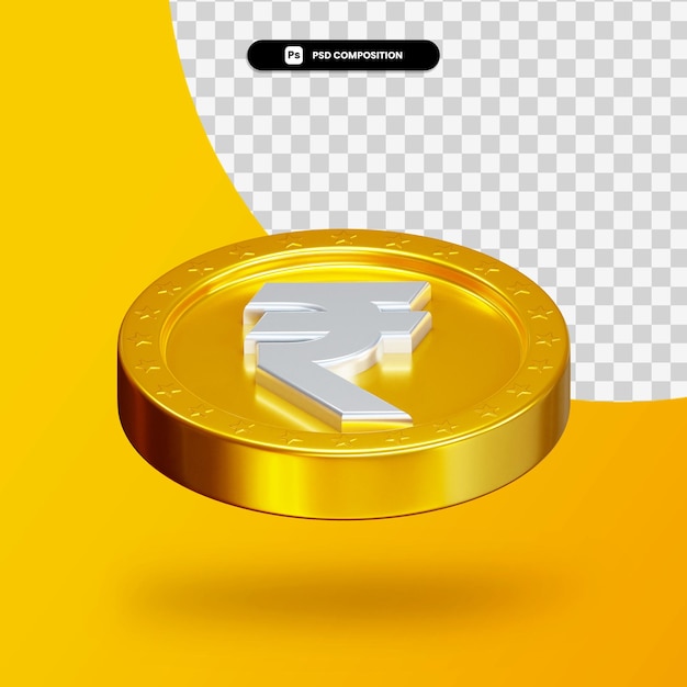 Golden exchange coin 3d rendering isolated