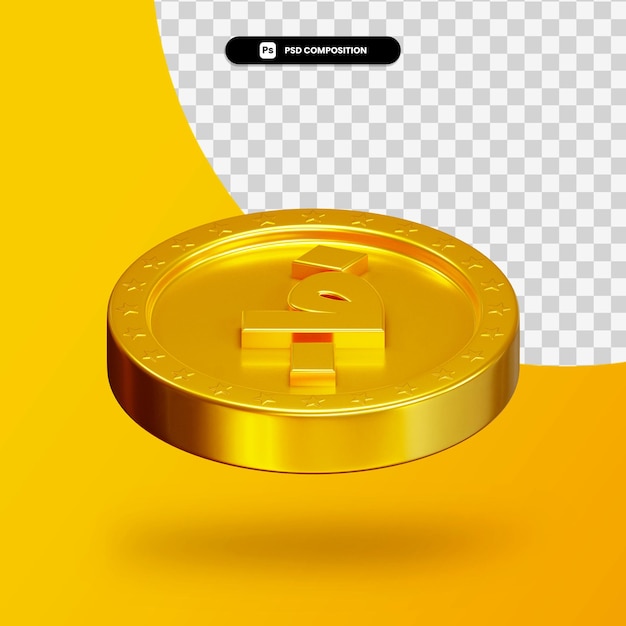 分離された黄金の交換コイン3dレンダリング