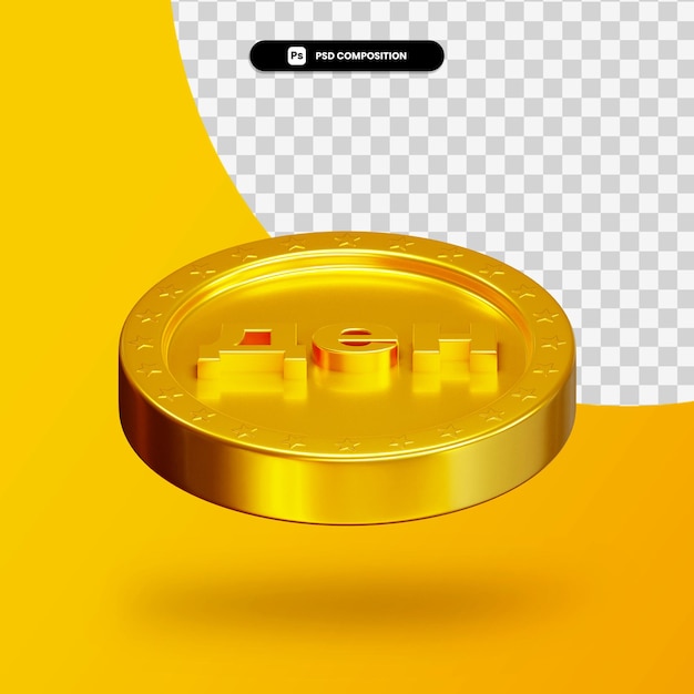 Golden exchange coin 3d rendering isolated