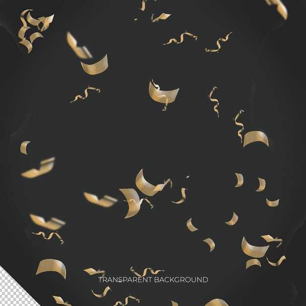 PSD golden falling confetti decorations overlay 3