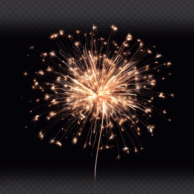 PSD golden fireworks in isolated background