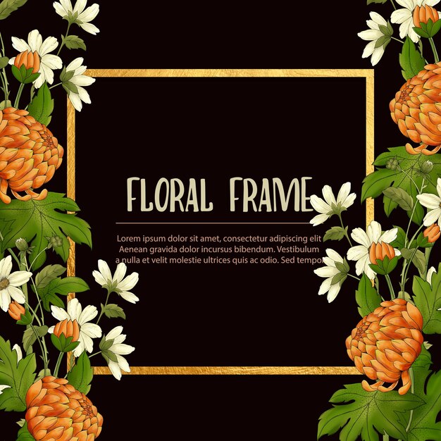 PSD golden floral frame design