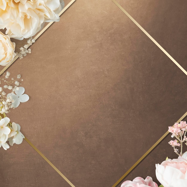 golden floral rhombus frame design