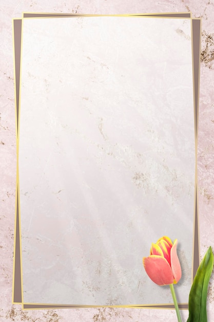 PSD Золотой цветочный дизайн рамки тюльпана