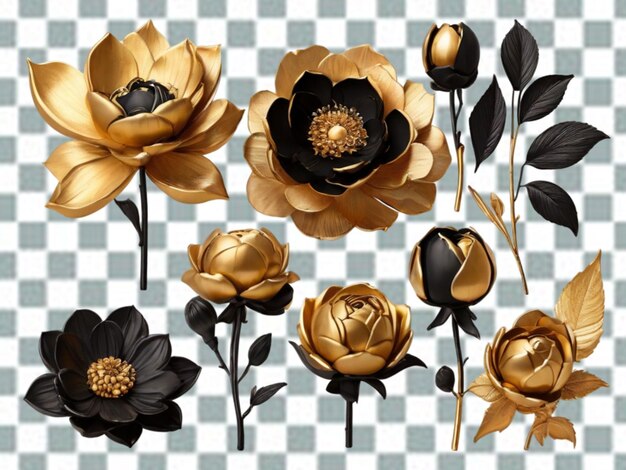 PSD golden flower ornament