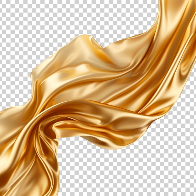 PSD golden flying fabric isolated on a transparent background