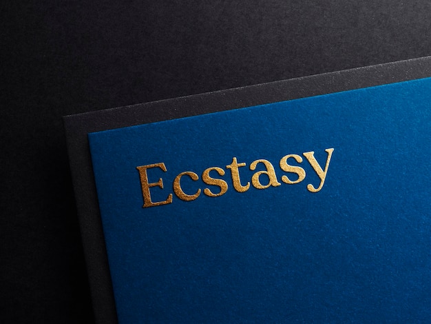 Golden foil stamping logo mockup on luxury paper