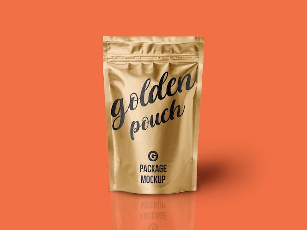 Golden Foil Zip Pouch Packaging Mockup