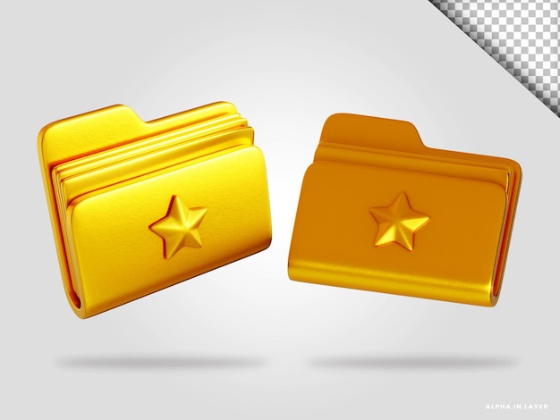 Golden folder 3d render illustration isolated