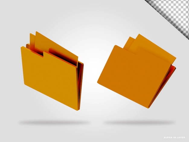 Golden folder 3d render illustration isolated