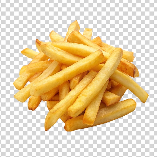 Golden French fries potatoes isolated on transparent background