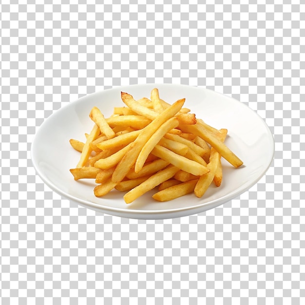 PSD golden french fries potatoes on white plate