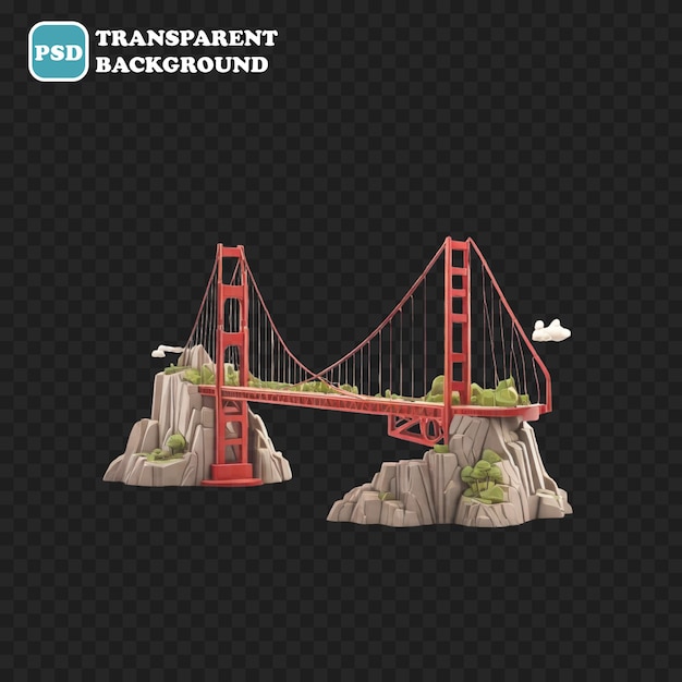 Golden gate brug icoon geïsoleerd 3d render illustratie