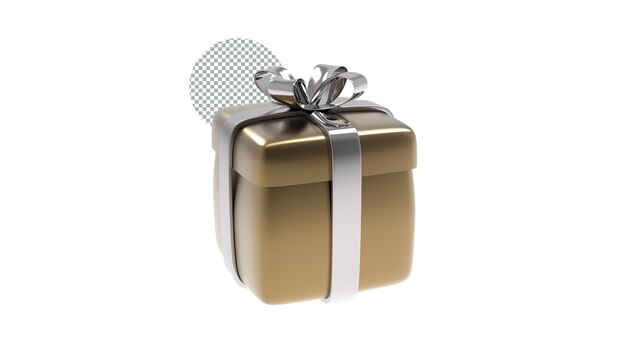 Golden gift box with golden ribbon bow isolated 3d render illustration