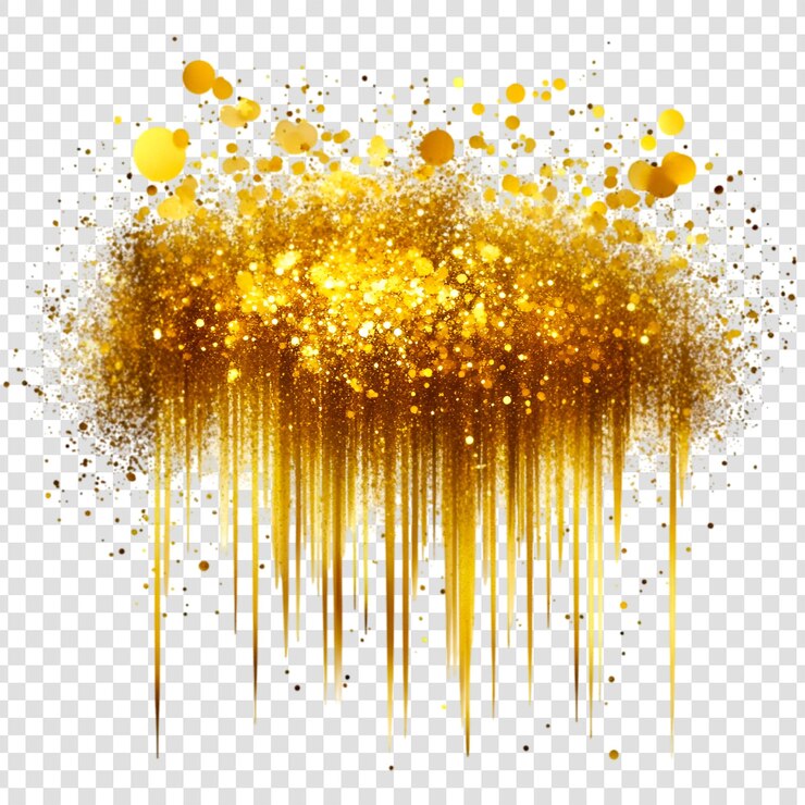 PSD golden glitter explosion dripping down elegant design