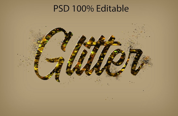 PSD golden glitter text effect psd