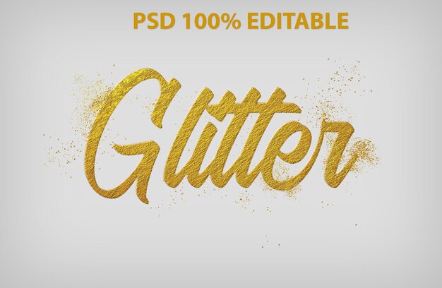 Golden glitter text effect PSD