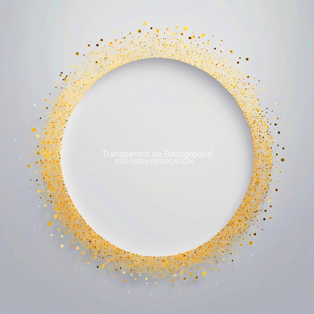 golden glitters circle card on transparent background