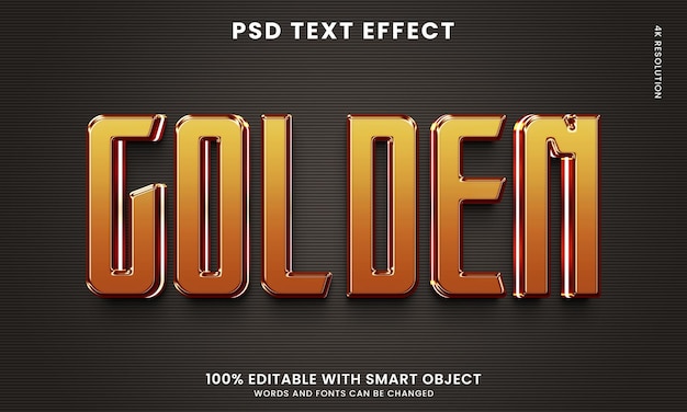 Golden glossy 3d text effect