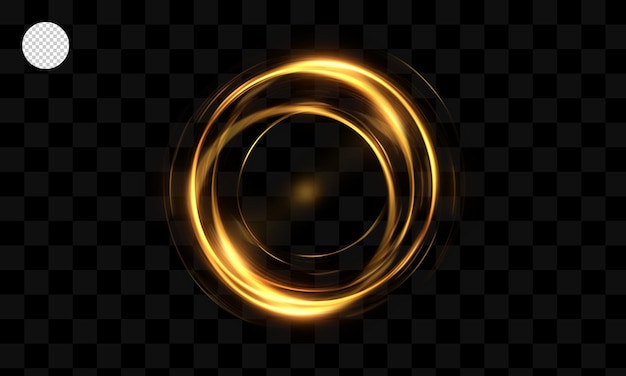 PSD golden glowing circle on a transparent background. golden glowing circle.