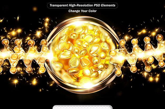 PSD golden glowing lights effects on black background